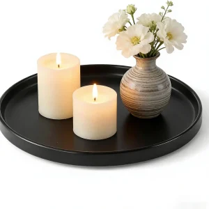 Black Ceramic Round Tray