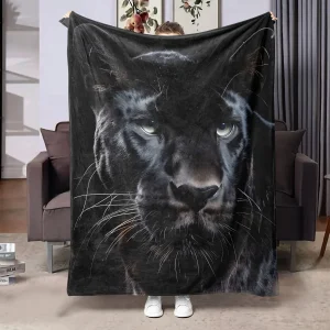 Black Panther Pattern Flannel Blanket - Soft and warm